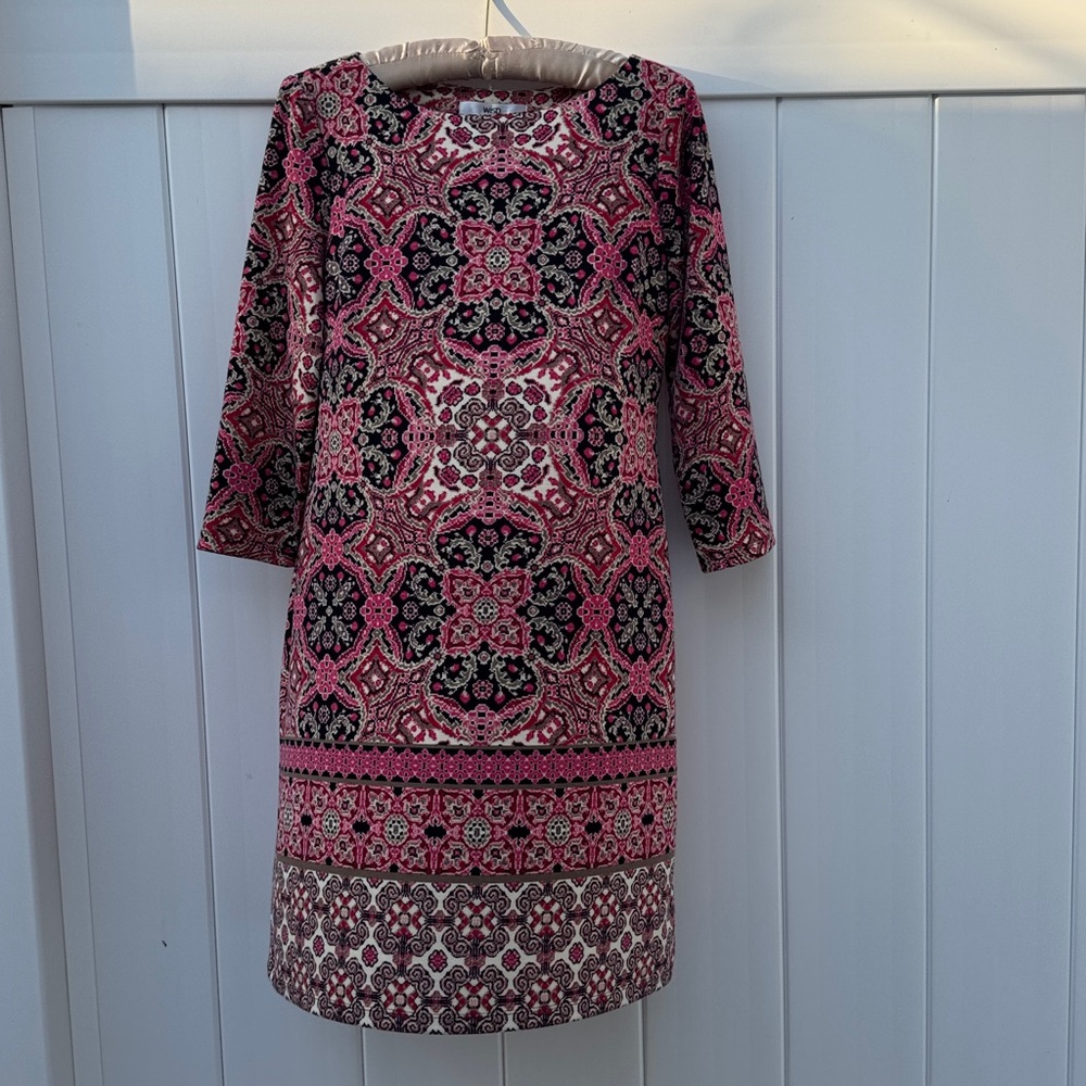 Vibrant 3/4 Sleeve Patterned Dress